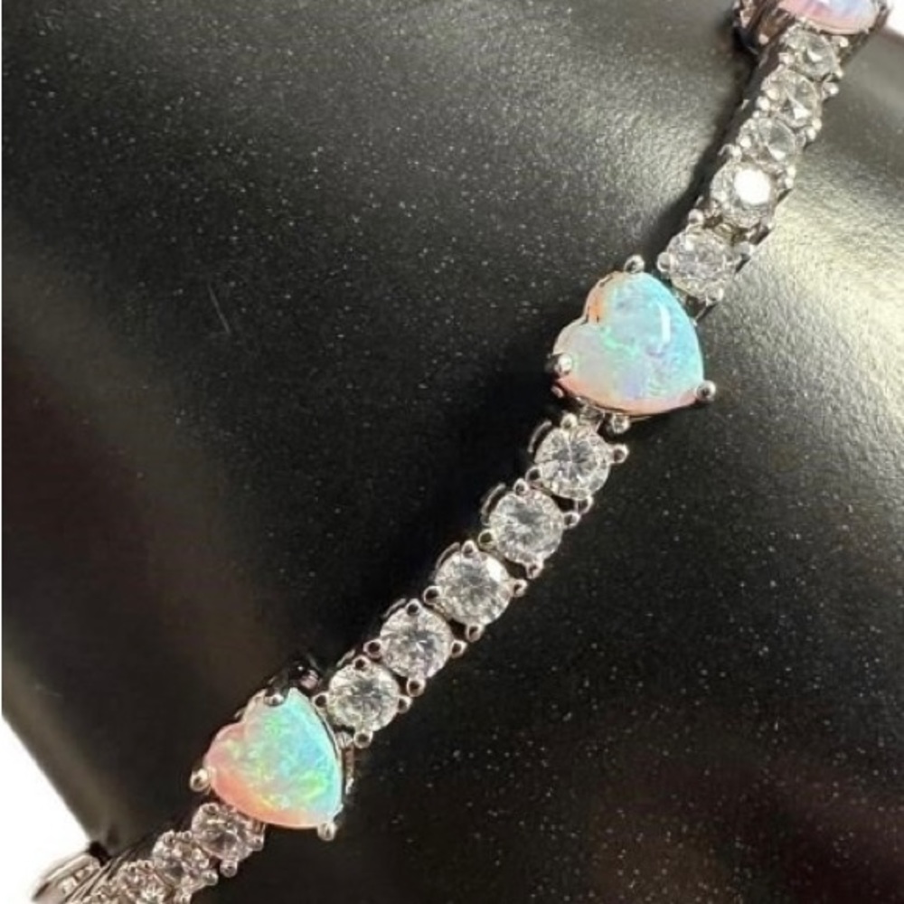 Elegant Opal & White Topaz Fashion Bracelet.  💞